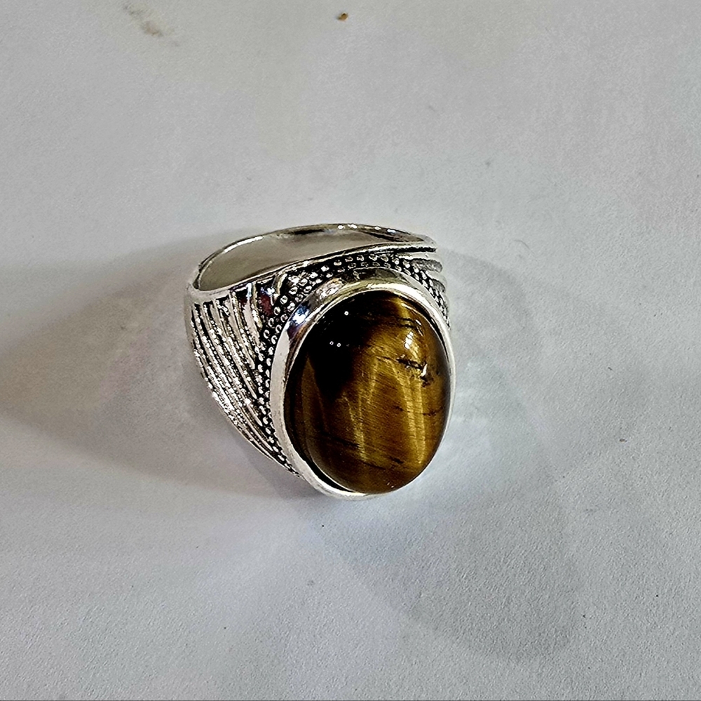 TIGEREYE MENS NEW SIZE 11 QUALITY TITANIUM SILVER CLASSIC RING - Picture 2 of 6